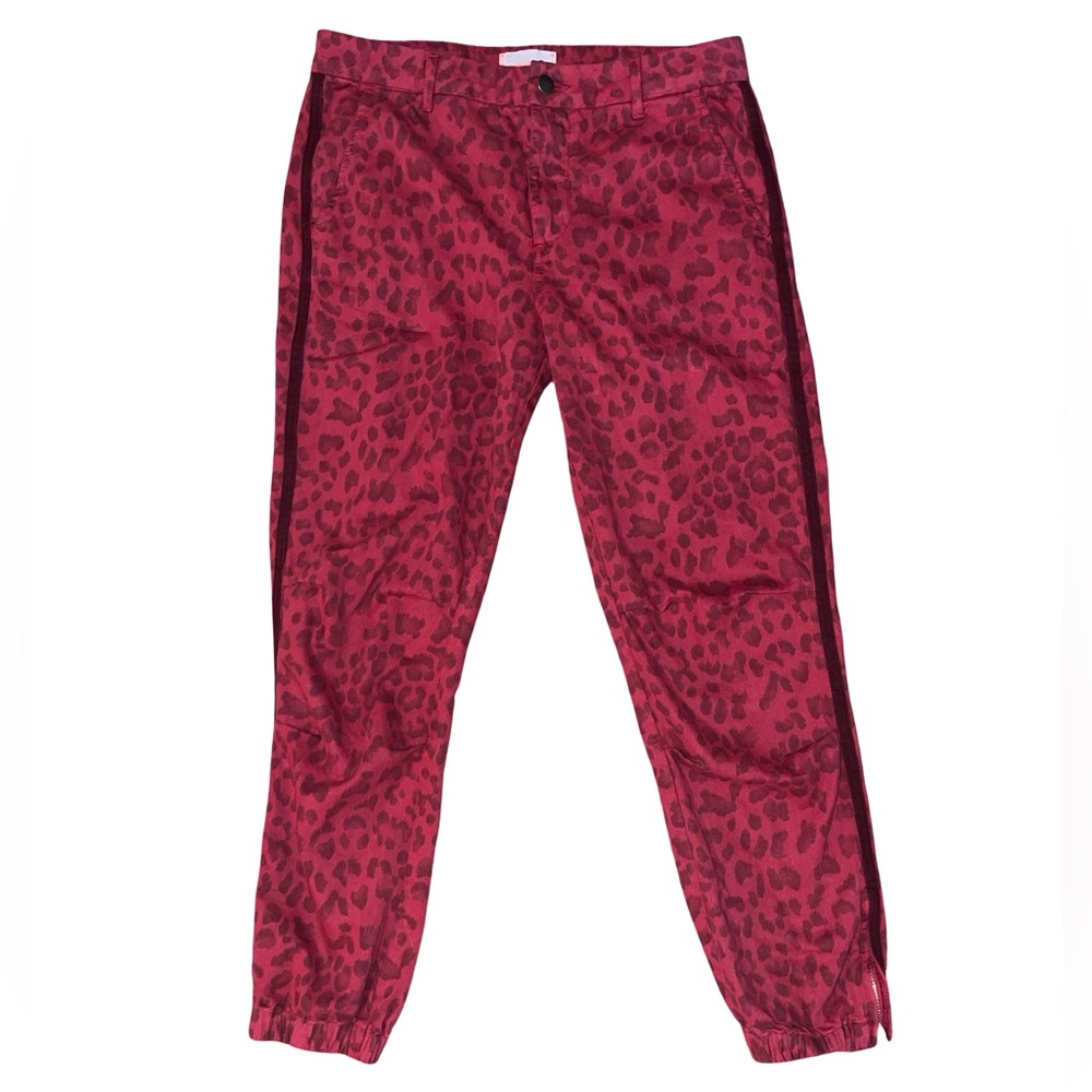 Sundry Women’s Cheetah Print Joggers Goji Red Sz 27 Travel Pants Casual EUC